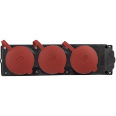 Колодка каучуковая 3Р+РЭ с защитными крышками трехместная (3×25А) IP44