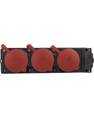 Колодка каучуковая 3Р+РЭ с защитными крышками трехместная (3×25А) IP44