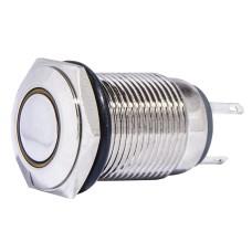 TYJ 16-261 Кнопка металлическая плоская с подсветкой, 1NO+1NC, желтая 220V.