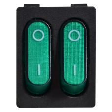 KCD2-5-2101N GR/B 220V Переключатель 2 клав. зеленый с подсветкой
