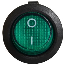 KCD1-5-101N GR/B 220V Переключатель 1 клав. круглый зеленый с подсветкой