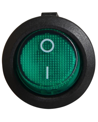 KCD1-5-101N GR/B 220V Переключатель 1 клав. круглый зеленый с подсветкой