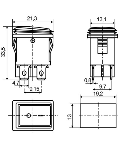 KCD1-4-201NW GR/B 220V Переключатель 1 клав. влагоза. зеленый с подсветкой