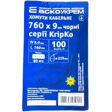 Хомуты кабельные 760х9 мм черные серии KripKo (упак 100шт)