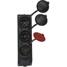Колодка каучуковая 3Р+РЭ с защитными крышками трехместная (1×25А/2×16A*2P+PE) IP44