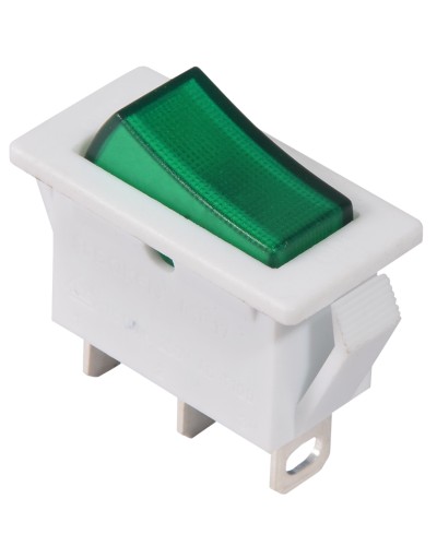 KCD3-101N-13 GR/WH 220V Переключатель 1 клав. зеленый с подсветкой
