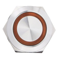 TYJ 22-271 Кнопка металлическая плоская с подсветкой, 1NO+1NC, желтая 24V.