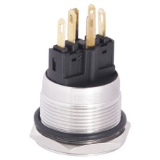 TYJ 22-271 Кнопка металлическая плоская с подсветкой, 1NO+1NC, желтая 220V.
