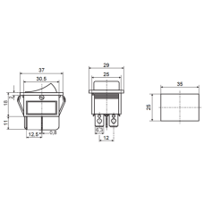 KCD2-6-201N R/B 30А 220V Переключатель 1 клав. красный с подсветкой