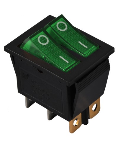 KCD2-2101N C3-GR/B 220V Переключатель 2 клав. зеленый с подсветкой