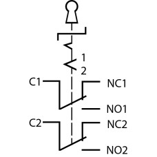 TY 19C-K11/3 Кнопка металлическая с ключом 3-х позиционная 2NO+2NC.