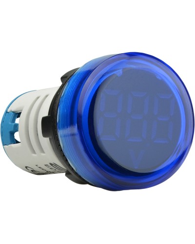 Круглый цифровой измеритель напряжения ED16-22VD 30-500В АС (синий)
