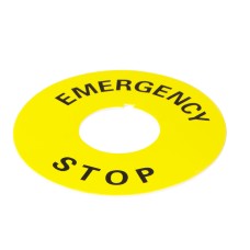 Табличка маркувальна EMERGENCY STOP  жовта кругла для кнопок XB2