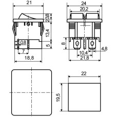 KCD1-6-2101N GR+R/B 220V Переключатель 2 клав. зеленый+красный с подсветкой