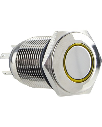 TYJ 16-261 Кнопка металева пласка з підсвічуванням, 1NO+1NC, жовта 220V.