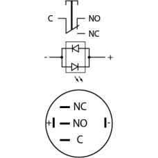 TYJ 19-271 Кнопка металлическая плоская с подсветкой, 1NO+1NC, желтая 220V.