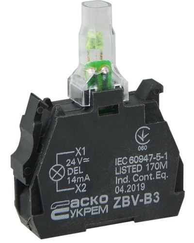 ZBV-B3 Блок для подсветки. зеленый. 24В для кнопок TB5