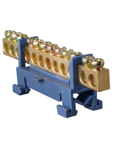BC-512 6х9 12 отв. Нулевая шина с изолятором на Din-рейке