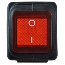 KCD2-201NW R/B 220V Переключатель 1 клав. влагоза. красный с подсветкой