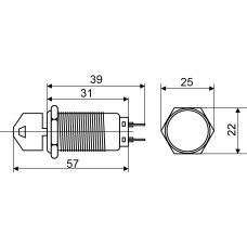 TY 19C-K11/3 Кнопка металлическая с ключом 3-х позиционная 2NO+2NC.