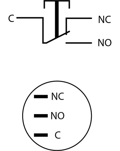 TYJ 16-211 Кнопка металева пласка, 1NO+1NC.