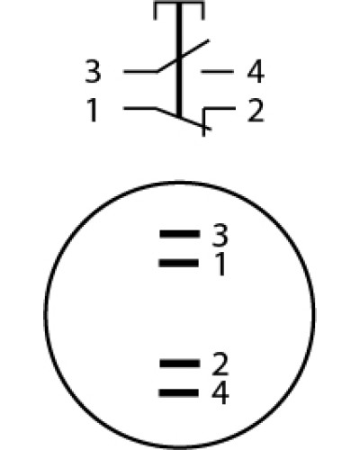 TYJ 22-231 Кнопка металева опукла, 1NO+1NC.