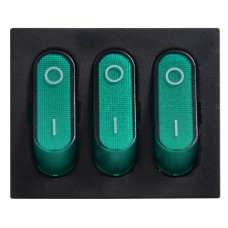 KCD2-3101N GR/B 220V Переключатель 3 клав. зеленый с подсветкой