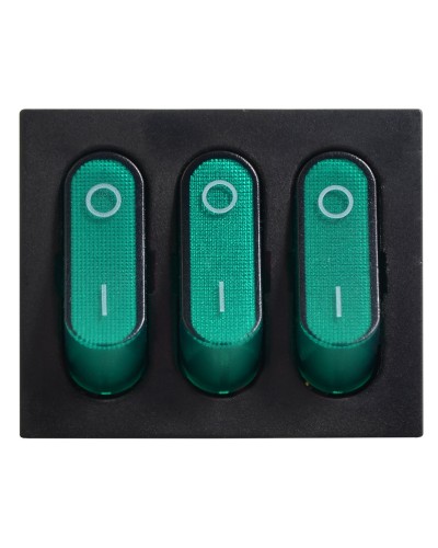 KCD2-3101N GR/B 220V Переключатель 3 клав. зеленый с подсветкой