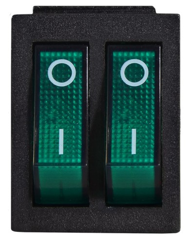 KCD2-2101N C3-GR/B 220V Переключатель 2 клав. зеленый с подсветкой