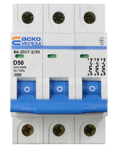 Автоматический выключатель УКРЕМ ВА-2017/D 3р 50А АСКО