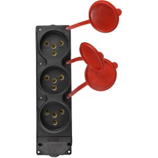 Колодка каучуковая 3Р+РЭ с защитными крышками трехместная (3×25А) IP44