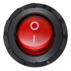 KCD1-7-101NY R/B 220V Переключатель 1 клав. круглый красный с подсветкой