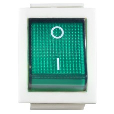KCD2-201N GR/WH 220V Переключатель 1 клав. зеленый с подсветкой