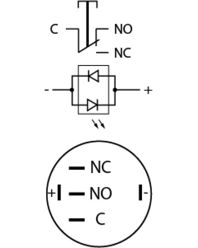 TYJ 19-271 Кнопка металева пласка з підсвічуванням, 1NO+1NC, червона 24V.