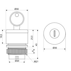 XB2-ES74 Аварийная кнопка с ключом (голова) d30mm