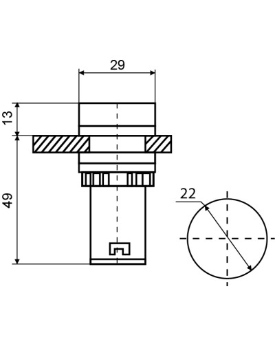 Зуммер мигающий AD22-22 BM/r красный 220V АC