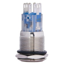 TYJ 19-272 Кнопка металлическая плоская с подсветкой, 2NO+2NC, красная 220V.