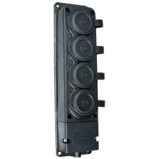 Колодка каучуковая 2Р+PE с защитными четырехместными крышками 16А IP44