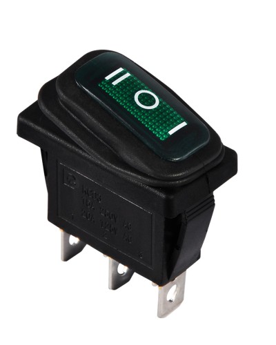 KCD3-103W GR/B Переключатель 1 клав. опрокидывающийся влагозащищенный зеленый