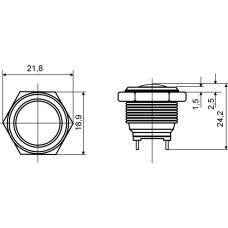 TY 16-231P Pcb Кнопка металлическая выпуклая, (соединение под пайку), 1NO.