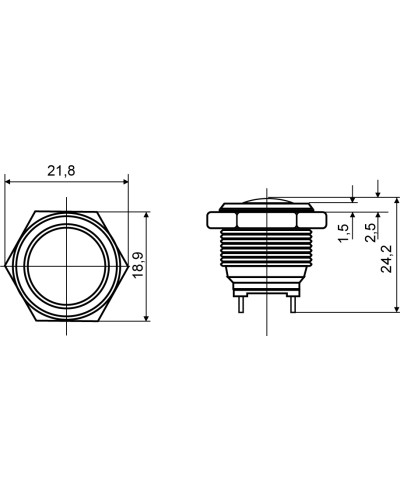 TY 16-231P Pcb Кнопка металева опукла, (з'єднання під пайку), 1NO.