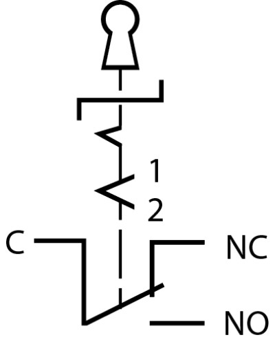 TY 19C-K11/2 Кнопка металева з ключем 2-о позиційна 1NO+1NC.