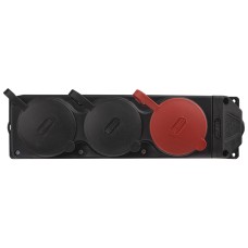 Колодка каучуковая 3Р+РЭ с защитными крышками трехместная (1×25А/2×16A*2P+PE) IP44