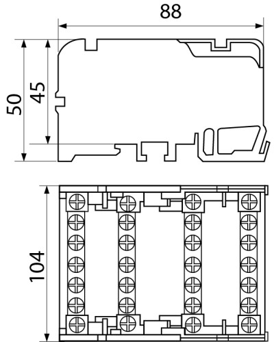 4х11 Нулевая шина в корпусе VC-411 (4 бруска по 11 отверстиям)