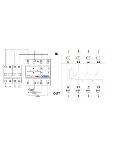 Реле контроля напряжения и тока RKV 4P 63A