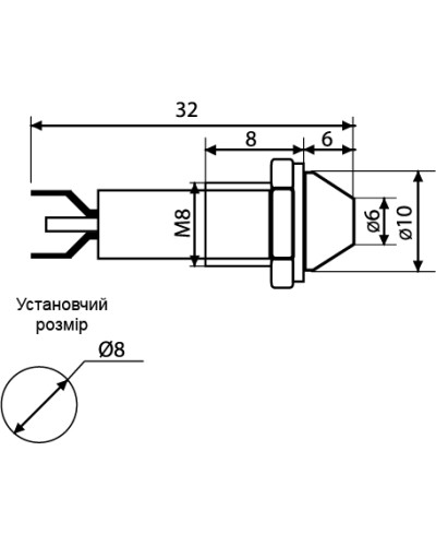 Сигнальна арматура AD22C-8 жовта 24V AC/DC