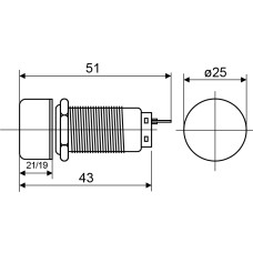 TY 19C-S11/1 Кнопка металлическая Возврат поворотом 1NO+1NC.