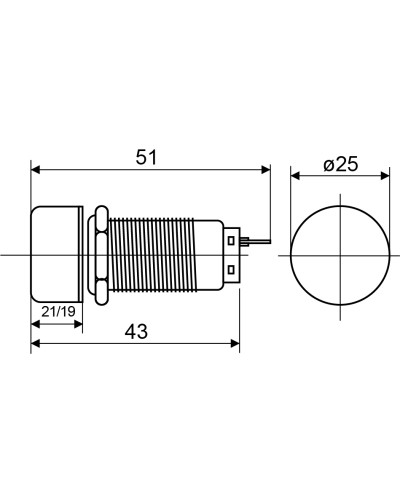 TY 19C-S11/1 Кнопка металлическая Возврат поворотом 1NO+1NC.