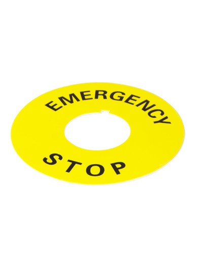 Табличка маркировочная EMERGENCY STOP желтая круглая для кнопок XB2