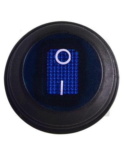KCD1-5-101NW BL/B 220V Переключатель 1 клав.круглый влагоз. синий с подсветкой